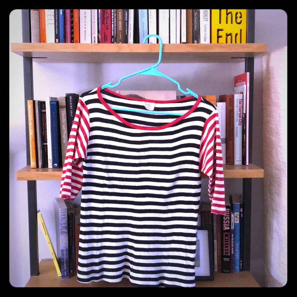 Knit, Striped, lightweight sweater, short sleeve